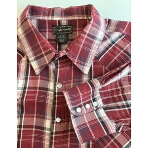 High Noon Men’s 3XL Pearl Snap Western Shirt Plaid Red Long Sleeve Cowboy Rodeo